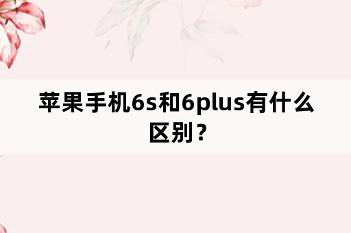 苹果手机6s和6plus有什么区别？