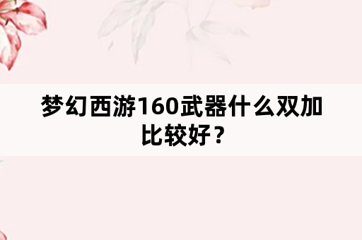 梦幻西游160武器什么双加比较好？