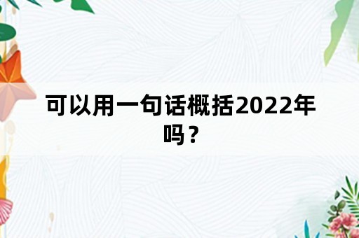 可以用一句话概括2022年吗？