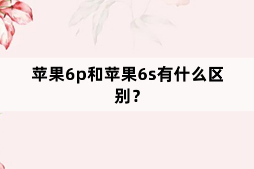 苹果6p和苹果6s有什么区别？