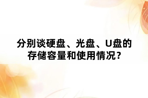 分别谈硬盘、光盘、U盘的存储容量和使用情况？