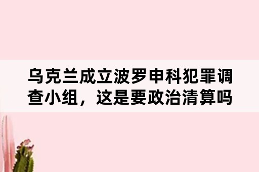 乌克兰成立波罗申科犯罪调查小组，这是要政治清算吗？