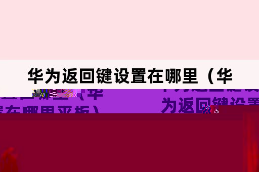 华为返回键设置在哪里（华为返回键设置在哪里平板）