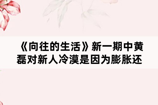 《向往的生活》新一期中黄磊对新人冷漠是因为膨胀还是做饭太累？