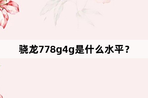 骁龙778g4g是什么水平？