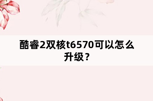 酷睿2双核t6570可以怎么升级？