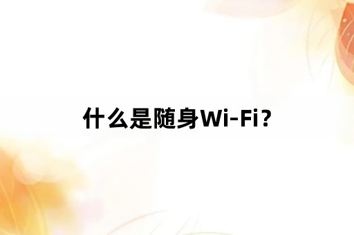 什么是随身Wi-Fi？