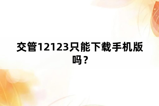 交管12123只能下载手机版吗？