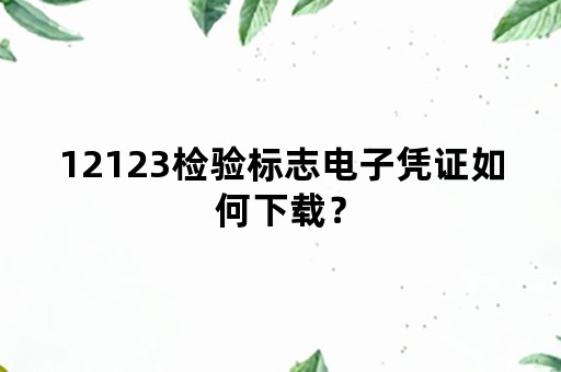 12123检验标志电子凭证如何下载？