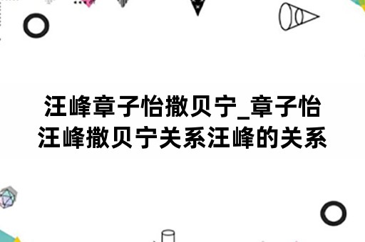 汪峰章子怡撒贝宁_章子怡汪峰撒贝宁关系汪峰的关系