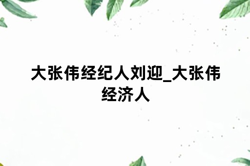 大张伟经纪人刘迎_大张伟经济人