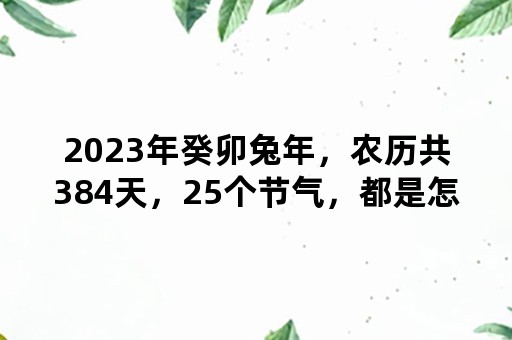 2023年癸卯兔年，农历共384天，25个节气，都是怎么多出来的？