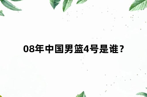 08年中国男篮4号是谁？