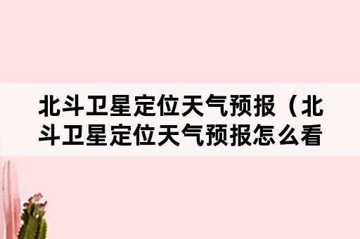 北斗卫星定位天气预报（北斗卫星定位天气预报怎么看）