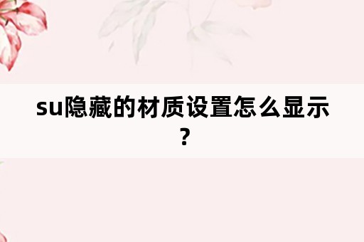 su隐藏的材质设置怎么显示？