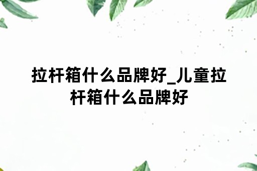 拉杆箱什么品牌好_儿童拉杆箱什么品牌好