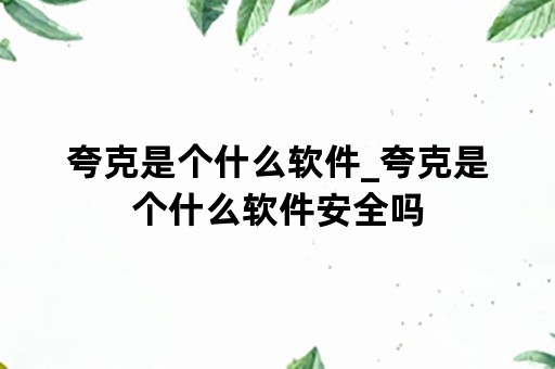 夸克是个什么软件_夸克是个什么软件安全吗