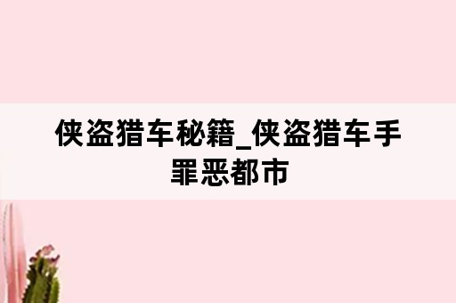 侠盗猎车秘籍_侠盗猎车手罪恶都市