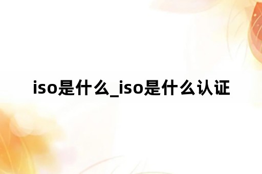 iso是什么_iso是什么认证